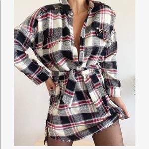 ZARA PLAID BLACK RED & WHITE FLANNEL MINI DRESS